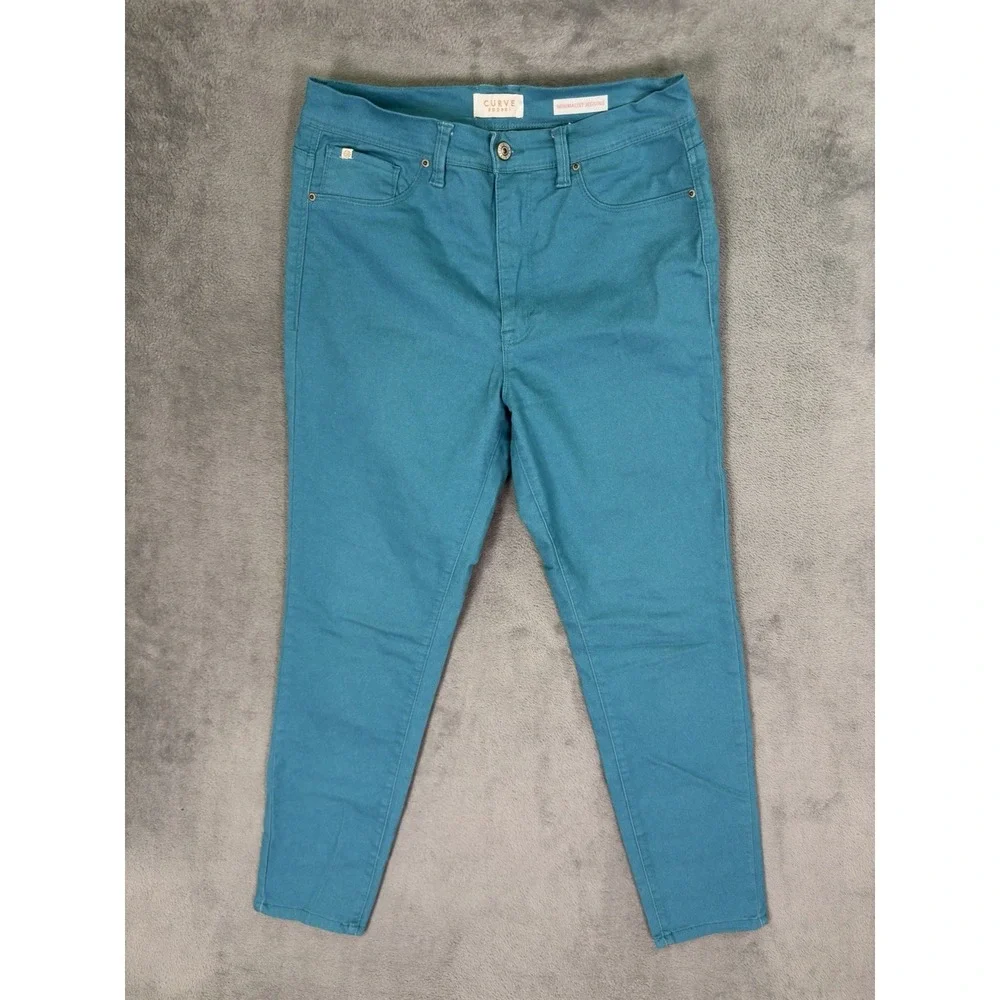 Curve Appeal Jeans Womens 8 Blue Teal High Rise Minimalist Jegging Stretch - Picture 1 of 9